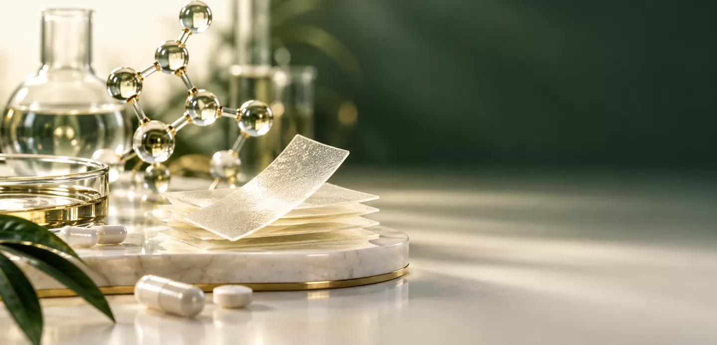 Rapid dissolve sublingual strips with laboratory glassware