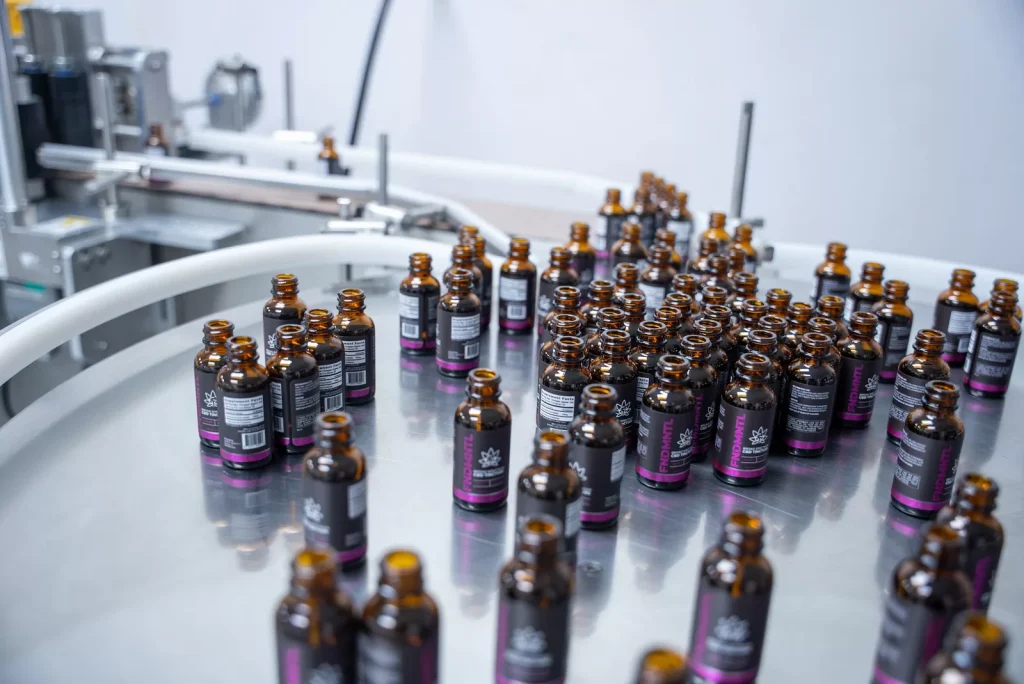 Tincture filling line for carrier oil and cannabinoid formulas